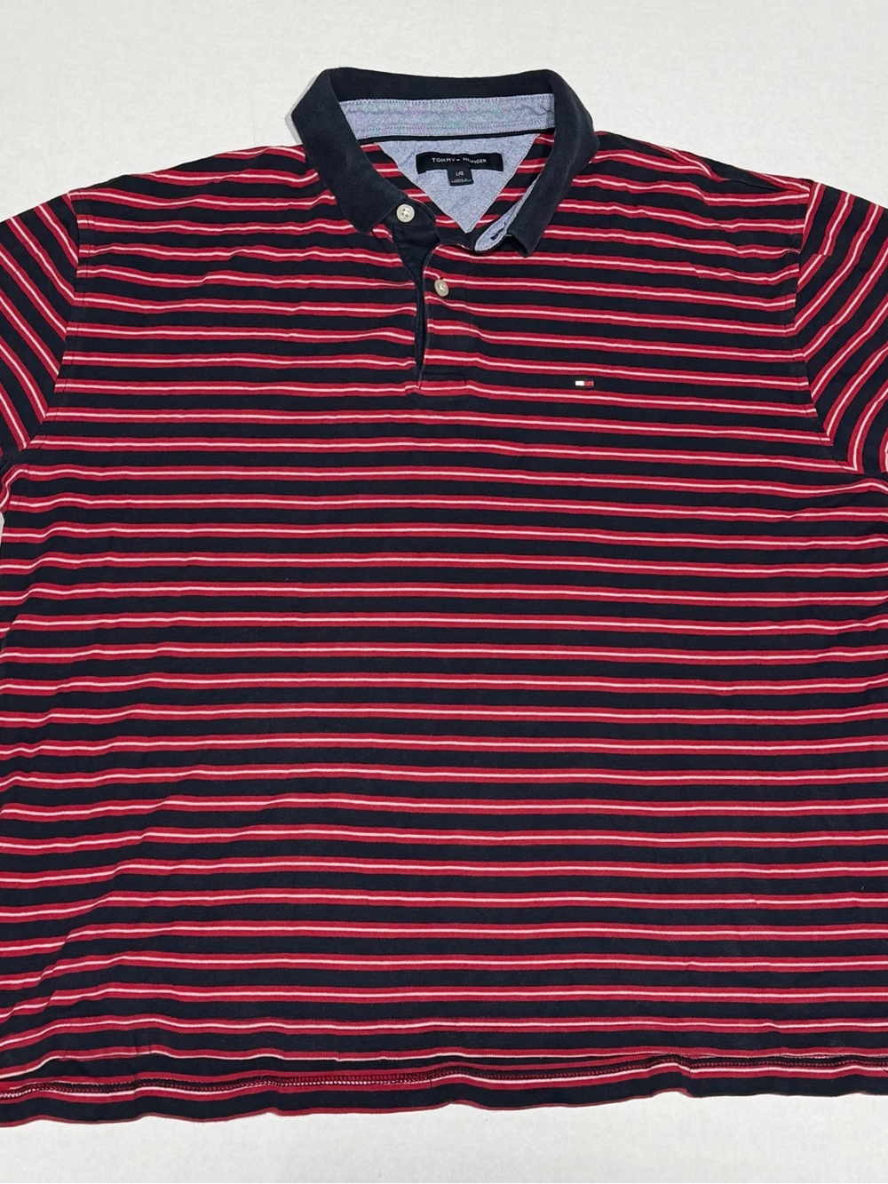 Tommy Hilfiger Men’s Navy and Red Striped Polo